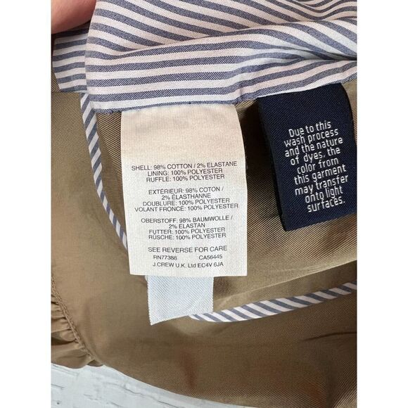 J.CREW beige chino ruffles stretch cotton pockets jacket blazer size 00 NWOT - Picture 13 of 13